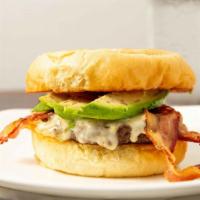 Tex-Mex Burger · Fresh avocado, smokehouse bacon, pepper jack cheese.