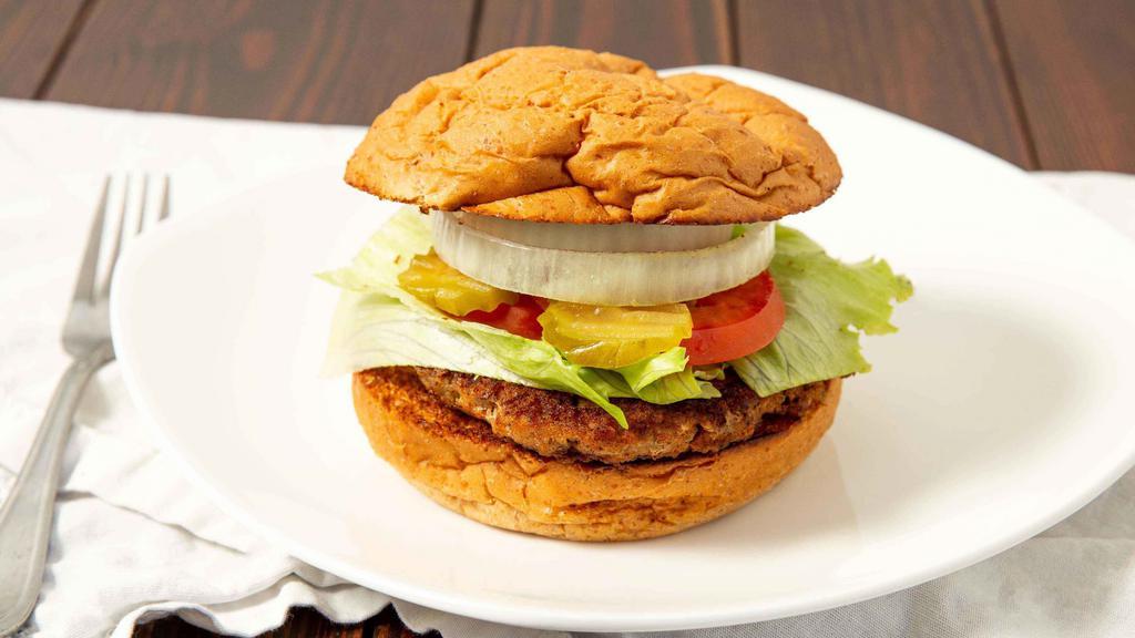 Turkey Burger · Our delicious turkey burger topped and customized your way (item includes lettuce, tomato, and onion on the side.)