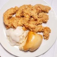 #2. 7 Express Tenders · Served with gravy, 1 regular side item, a 32 oz. drink & a biscuit or a roll.