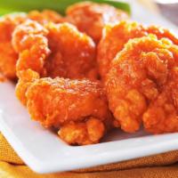 Buffalo Boneless Wings · Classic Hot! Buffalo flavored boneless-chicken wings. Served with ranch, celery and carrots.