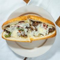 Philadelphia Cheese Steak · Mushrooms, onions and bell peppers.