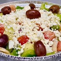 Greek Village Salad · Authentic Greek Salad. Made with fresh tomatoes, cucumbers, green bell pepper, red onion, Ka...