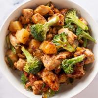Teriyaki Bowl · Broccoli, green onion and pineapple in a sweet soy ginger teriyaki sauce with your choice of...
