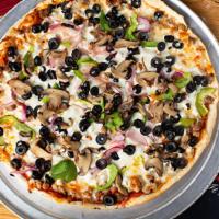Large Supreme · Pizza sauce, pepperoni, ham, sausage, beef, mozzarella, green peppers, onions, mushrooms and...