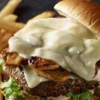 Swiss Mushroom Burger · CHEFS CHOICE BEEF PATTY, SAUTEED MUSHROOMS, MELTED SWISS CHEESE, LTOP WITH MAYO