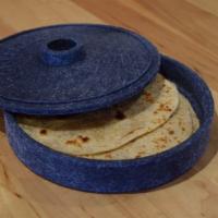 Flour Tortillas · three homemade tortillas
