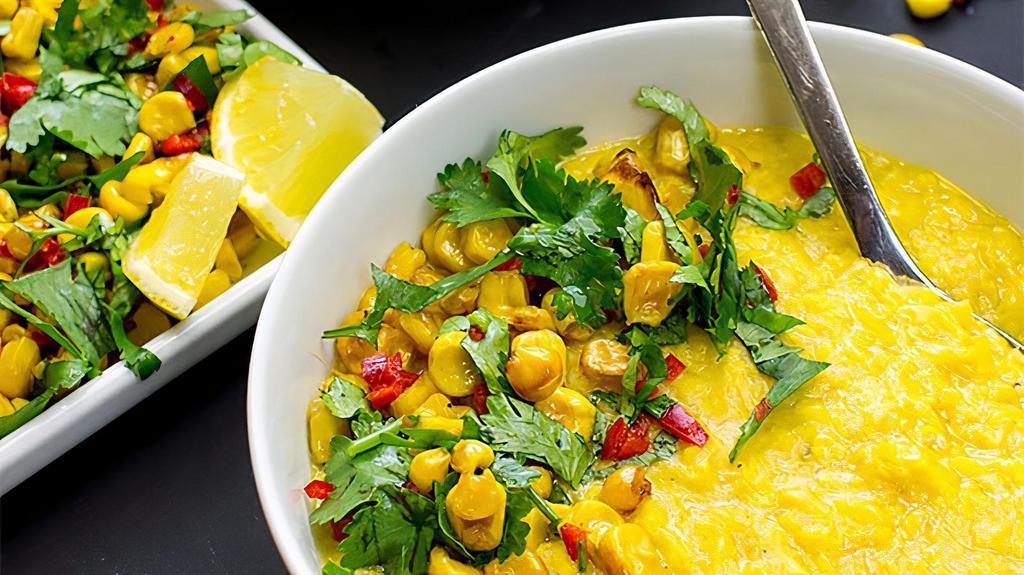 Sweet Corn Cholam Soup · Crushed corn mush in a steaming broth