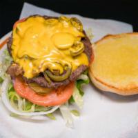 Tex Mex Burger · 100% Angus Beef Big Patty ,Grilled jalapeños and onions, American cheese.
