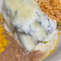 Spinach & Chicken (2 Pc.) · Topped with sour cream, rice, beans, slaw.