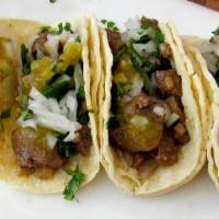 Street Tacos · Mini corn tortilla with your choice of beef or chicken fajita, trompo, barbacoa, carnitas ch...