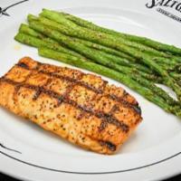 Atlantic Salmon · Simply grilled to perfection. Served with a side & your choice of dinner Caesar salad, dinne...