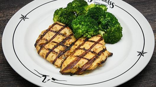 Grilled Chicken Breast · Marinated grilled chicken breast. Served with a side & your choice of dinner Caesar salad, dinner salad (with a choice of honey-mustard, chunky bleu cheese, ranch, Thousand Island or balsamic vinaigrette), or upgrade to a wedge salad.