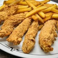 Chicken Tenders · Served with a side & your choice of dinner Caesar salad, dinner salad (with a choice of hone...