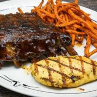 Bbq Pork Ribs & Grilled Chicken · “Fall-off-the-bone” ribs & marinated grilled chicken breast.