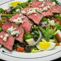 Steak Salad · Center-cut top sirloin, crisp Romain, red potatoes, eggs, green beans, black olives, onions,...