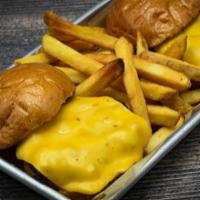 Kid'S Sliders · 2 mini burgers with American cheese. Choice of side fries, broccoli, or mashed potato.