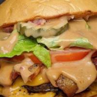 Grilled Chicken Sandwich · Fresh grilled chicken breast with bacon, lettuce, pickles, onion, tomato, American cheese an...