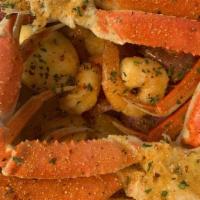Snow Krab & Shrimp Platter · Two snow crabs, 13 shrimp, one sausage, one corn, egg g potatoes.