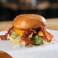 Up In The Club · Grilled chicken breast - with fresh avocado, bacon, lettuce and tomato on wheat bun.