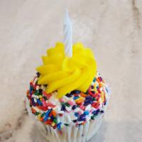 Birthday Surprise · A Gigi's twist on a birthday cake batter cupcake frosted with scrumptious buttercream frosti...