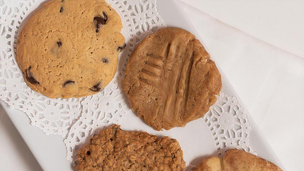 1 Dozen Cookies · (Add flavor choice to special instructions) 
Choose flavor:
Chocolate chip
Peanut butter
Teacake
Snickerdoodle 
Oatmeal raisin 
Sea salt nutella 
Chocolate chip peanutbutter