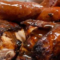 The Big Texan 4 (Brisket Chicken, Ribs, Homemade Sausage) · Brisket, Ribs, Chicken, Sausage or Turkey