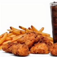6 Piece Fried Chicken Flasher Combo · Fried Chicken Flashers, 6 piece, Gluten Free and Flash Fried. Includes seasoned fries (sweet...