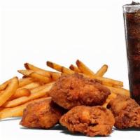 4 Piece Fried Chicken Flasher Combo · Fried Chicken Flashers, 4 piece, Gluten Free and Flash Fried. Includes seasoned fries (sweet...
