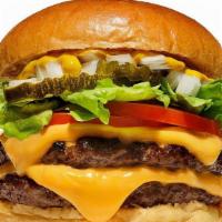 Big Hat Burger (Double Meat) · Double, served with lettuce, tomatoes, onions, pickles and mustard..