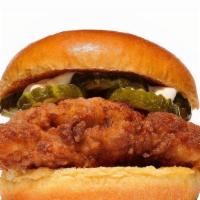 Fried Chicken Sandwich  · Fried Chicken Breast with Pickles and Mayonnaise.