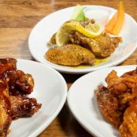 Wings (6) · Served with ranch, celery and carrots. Hot or Mild Buffalo, Lemon Pepper, Garlic Parm or Hot...