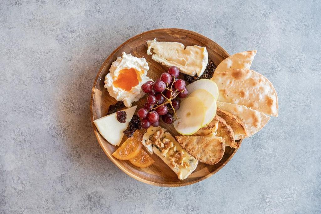 Table Cheese · chef's cheese pick, whipped ricotta & calabrian honey, d'affinois brie with fig jam, creamy cambazola & honey, walnut, crostini and lavash bread
