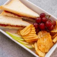Kids Pbj · Yummy PB&J.  Served with fruit and chips.