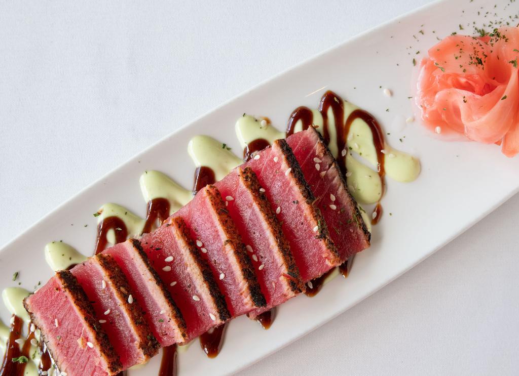 Ahi Tuna* · Seared, black pepper rum hoisin. *Consuming raw or undercooked meats, poultry, seafood, shellfish or eggs may increase your risk of foodborne illness.
Please direct any food allergy concerns to the manager prior to placing your order.