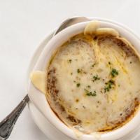French Onion Soup · toasted Gruyère cheese