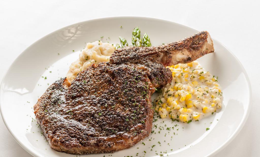 Prime Bone-In Ribeye* · 18 oz.

*Consuming raw or undercooked meats, poultry, seafood, shellfish or eggs may increase your risk of foodborne illness. Please direct any food allergy concerns to the manager prior to placing your order.