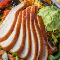 Southwest Salad · Sliced marinated, hickory-smoked chicken breast served on a bed of spring mix and romaine le...