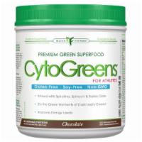 Cytogreens Super Food · Flavors- chocolate, green tea acai.