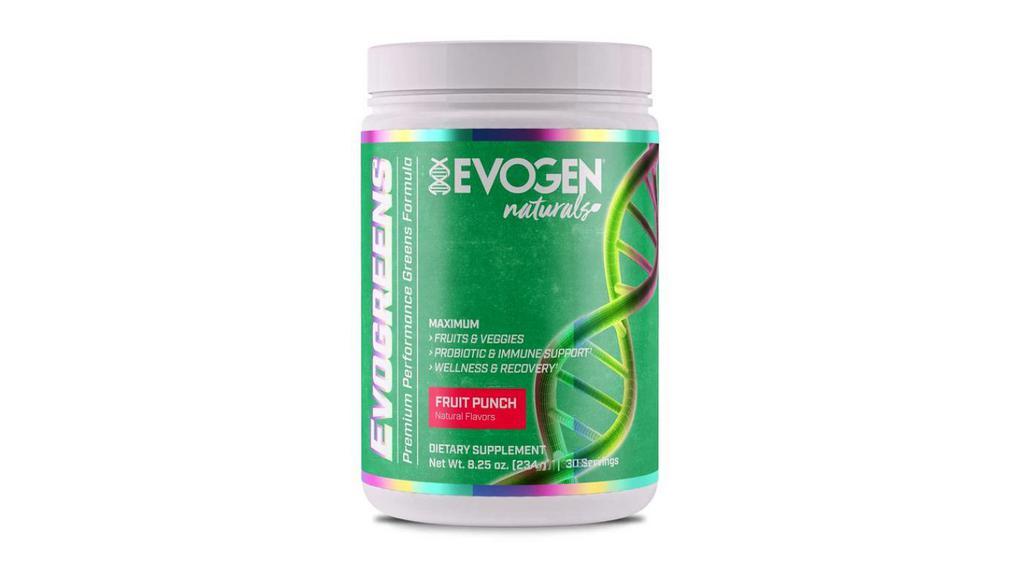 Evogreens Super Food · Evogreens: 6 servings fruits & veggies 2 billion cfu probiotics for immune support 150mg vitagranate for cardiovascular health zero synthetic colors sweeteners or flavors 30 day supply