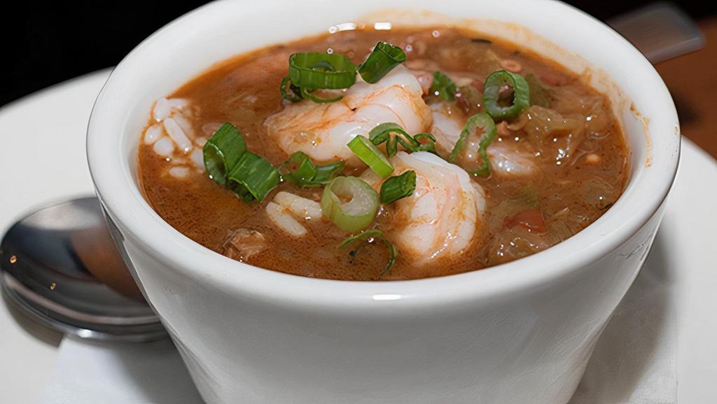 Louisiana Gumbo - Cup · Our authentic New Orleans style gumbo loaded with shrimp, Andouille sausage and chicken. Served on white rice.