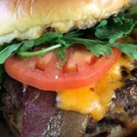 Classic Burger · 44 Farms 100% Angus Beef, Bacon, Cheddar, Arugula, Tomato, Onion, Pickles, Mayo & Mustard