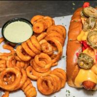 The Ratchet · Texas All Beef, Flaming Hot Cheetos, Queso & Fried Jalapenos
