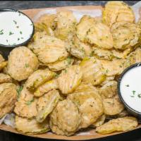 Fried Pickles · Large Order of Fried Pickles, served with 2 sides of Ranch