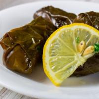 Grape Leaves · Cold veggie appetizer stuffed with rice and vegetables.