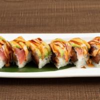 Joe'S Special Roll · Spicy tuna, salmon, avocado, topped with tuna, spicy mayo and eel sauce