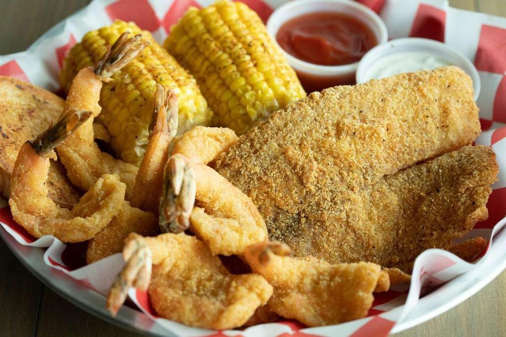 1 Fish* & 6 Shrimp · Your choice of catfish or tilapia with 6 butterfly shrimps.. * WE USE MEKONG CATFISH. CAUTION: MAY CONTAIN FISH BONES.