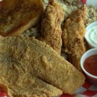 2 Tenders & 1 Fish* · 2 chicken tenders served combined with your choice of a fried piece of tilapia or catfish.. ...