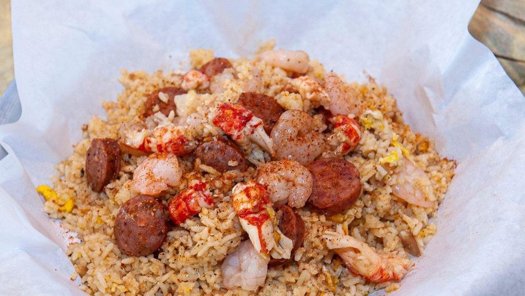 Fried Rice (3-Protein) · Try our beloved recipe, prepared with sausage chicken, shrimp, or crawfish tails.