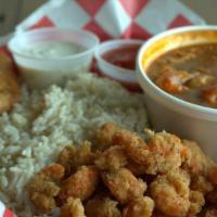 Medium Fried Crawfish Tails & Etouffee · Fried crawfish tails served with our famous étouffée on the side for the rice to be smothere...
