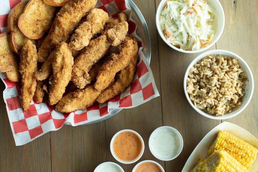 16 Chicken Tenders Family Combo · 16 Fried chicken tenders, served with 3 large sides, 4 Toast, and 4 Dips